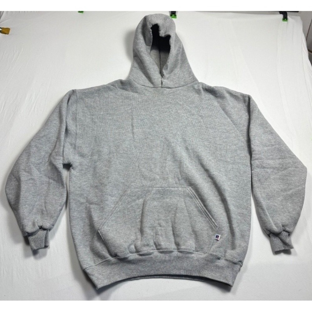 Vintage Russell Athletic Hoodie XL Gray Pullover 90s USA Kangaroo Pocket